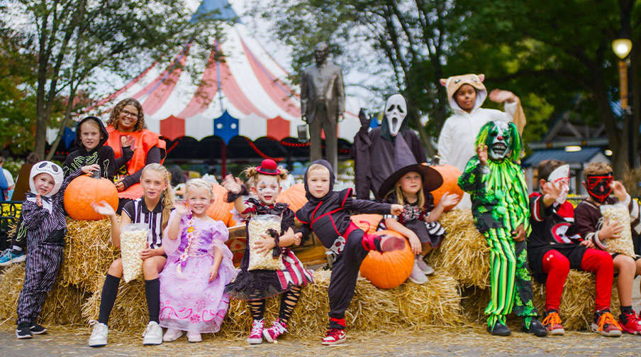 Kids in costumes during Hersheypark Halloween